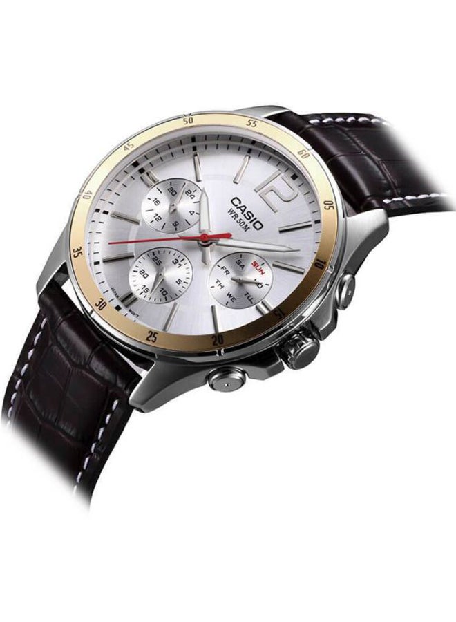 CASIO - Men's Enticer Chronograph Watch MTP-1374L-7A - 44 mm - Brown - Image 1