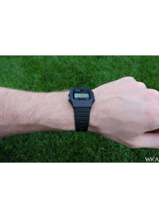 كاسيو ساعة يد رقمية رياضية مقاومة للماء بسوار من الراتنج طراز F-91W-1D - مقاس 38 مم - لون أسود للرجال - Image 4