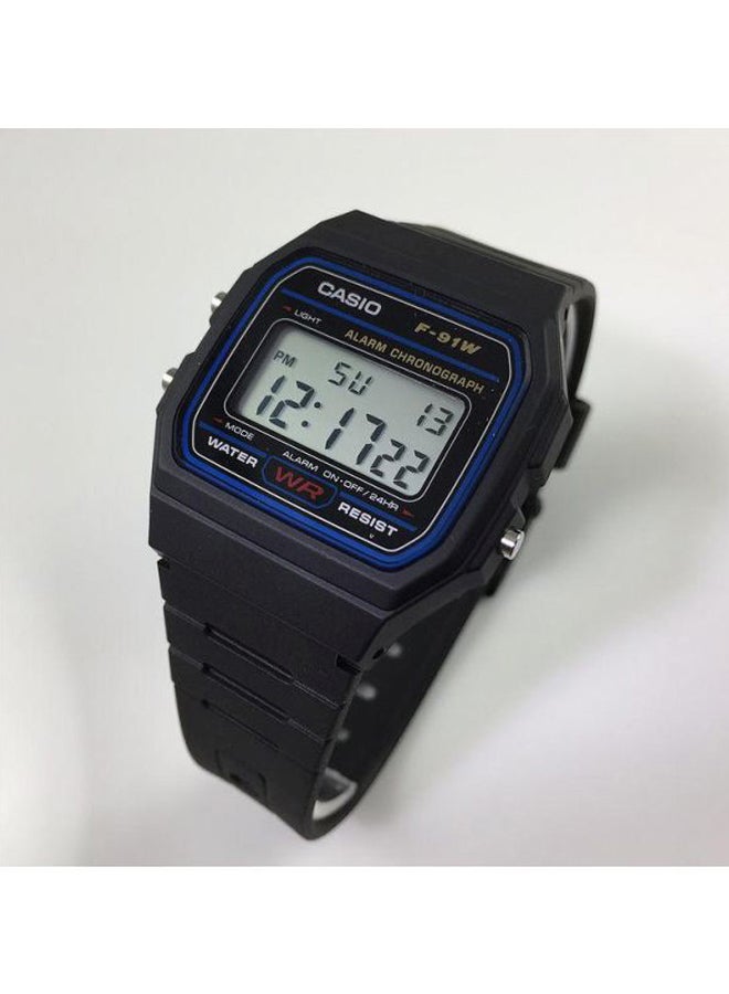 كاسيو ساعة يد رقمية رياضية مقاومة للماء بسوار من الراتنج طراز F-91W-1D - مقاس 38 مم - لون أسود للرجال - Image 5