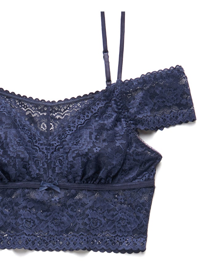 La Vie en Rose - 2-Piece Zoia Lace Detailed Lingerie Set Navy Blue - Image 1