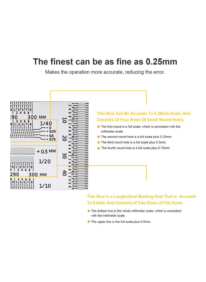 Stainless Steel Marking Line Ruler T-shaped White  - Image 4