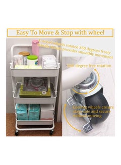 DBLEW 3-Tier Rolling Utility Cart White 85x45x35cm  - Image 3