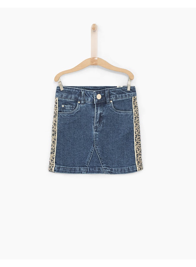IKKS Comfortable And Stylish Denim Midi Skirt Blue/Yellow  - Image 1