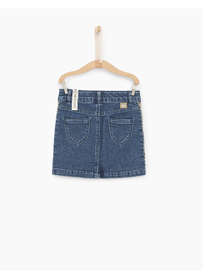 IKKS Comfortable And Stylish Denim Midi Skirt Blue/Yellow  - Image 2