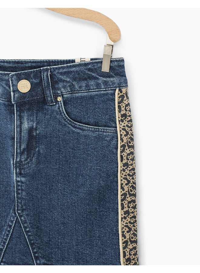 IKKS Comfortable And Stylish Denim Midi Skirt Blue/Yellow  - Image 3