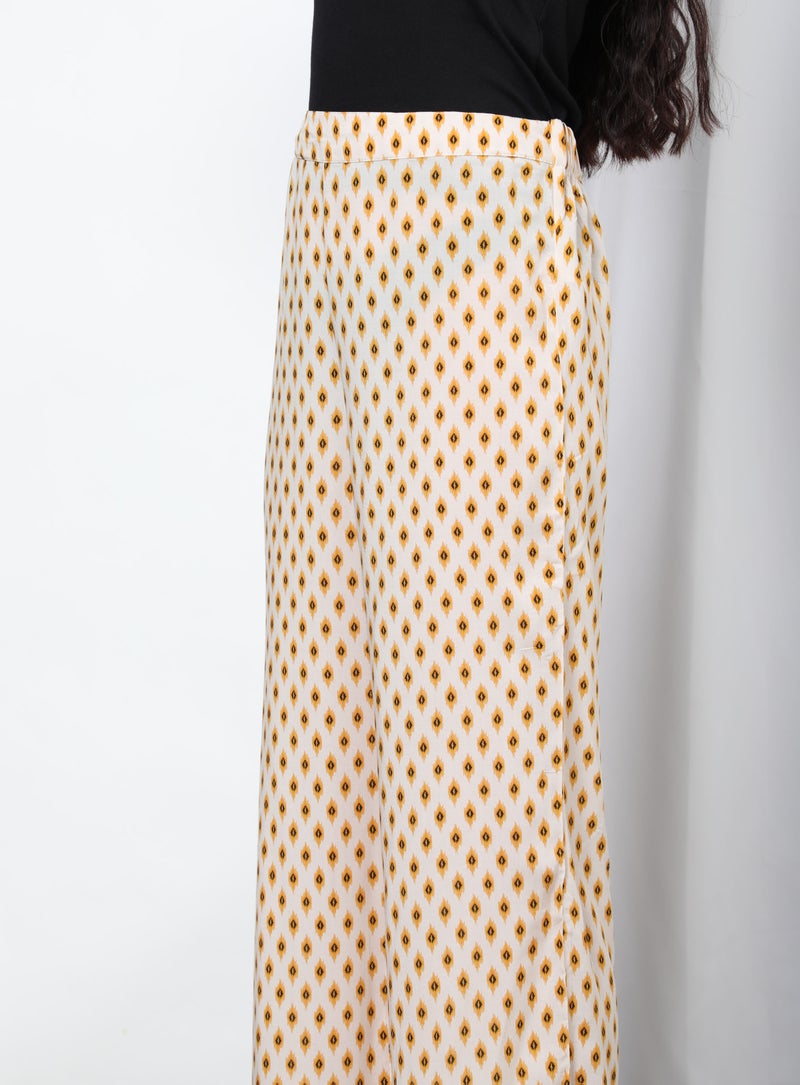 Aila Printed Mid Rise Pants Beige  - Image 5