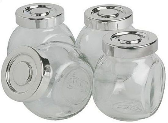 Jar Of Spices, Glass, Aluminum, 4 Pieces Clear 8cm - Image 2