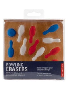 12-Piece Bowling Eraser Set Red/White/Blue