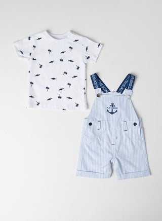 Baby Striped Dungaree Set Light Blue - v1619165801/N43344844V_1