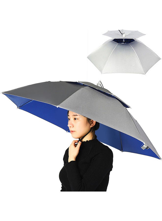 Double-layer windproof and rainproof fishing umbrella, extra large 95cm double-layer silver