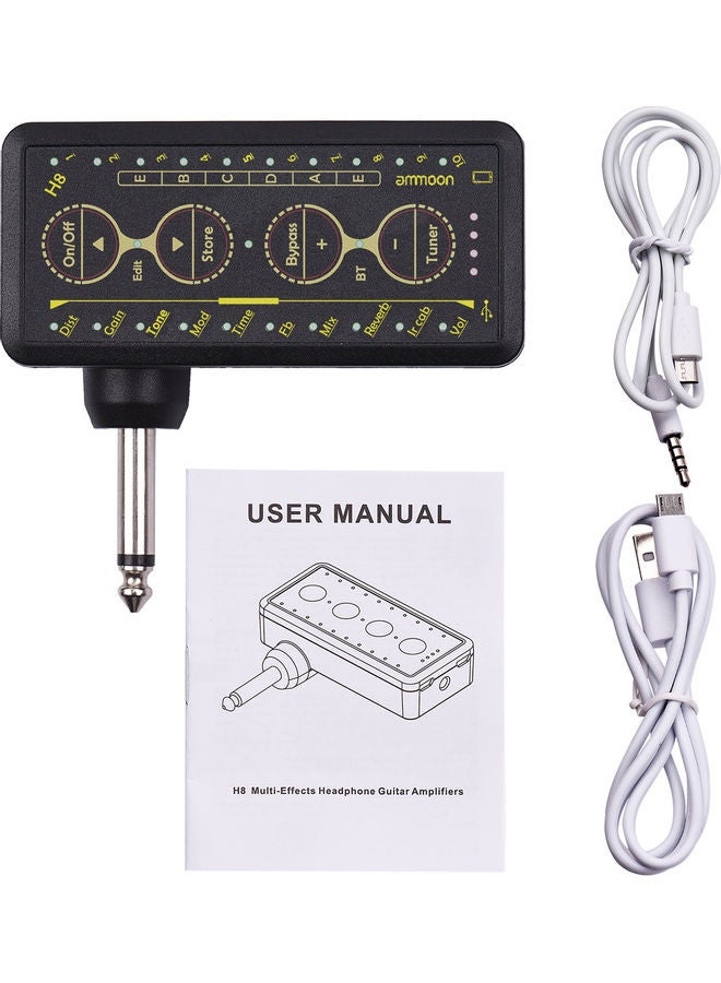 ammoon H8 Multi-Effects Headphone Guitar Amplifier With Two Cord  - Image 1