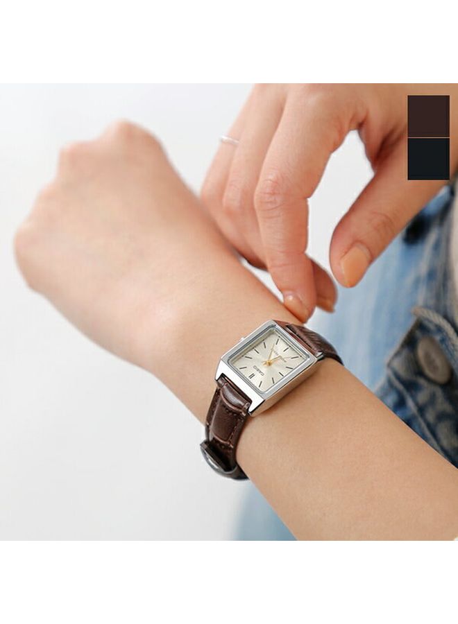 Women's Leather BAnd Analog Watch LTP-V007L-9E - 31 mm - Brown