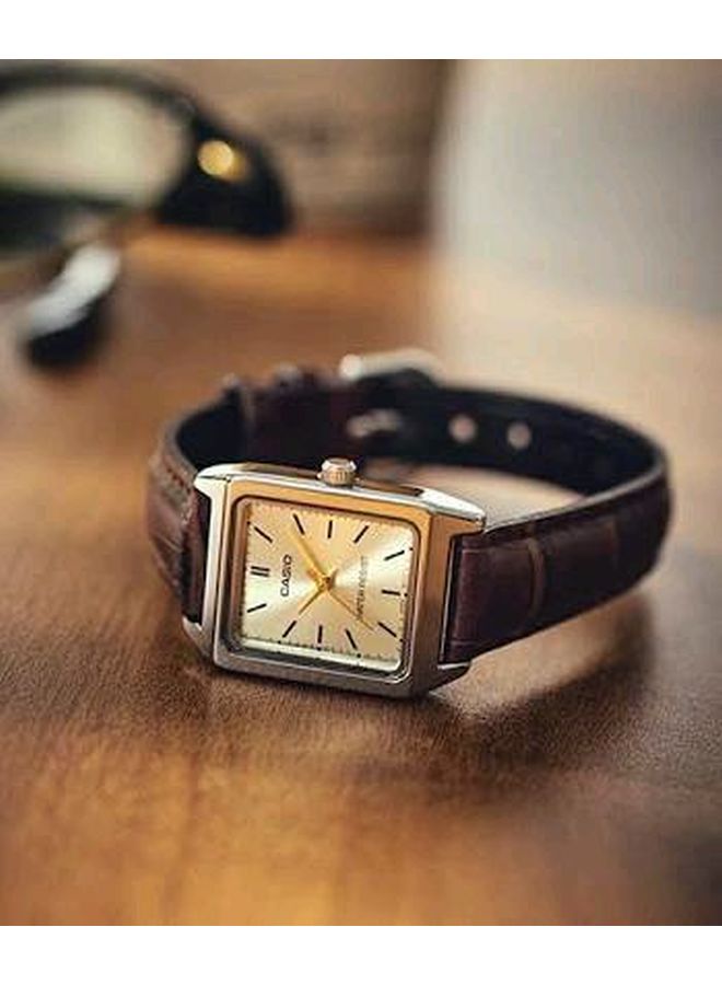Women's Leather BAnd Analog Watch LTP-V007L-9E - 31 mm - Brown