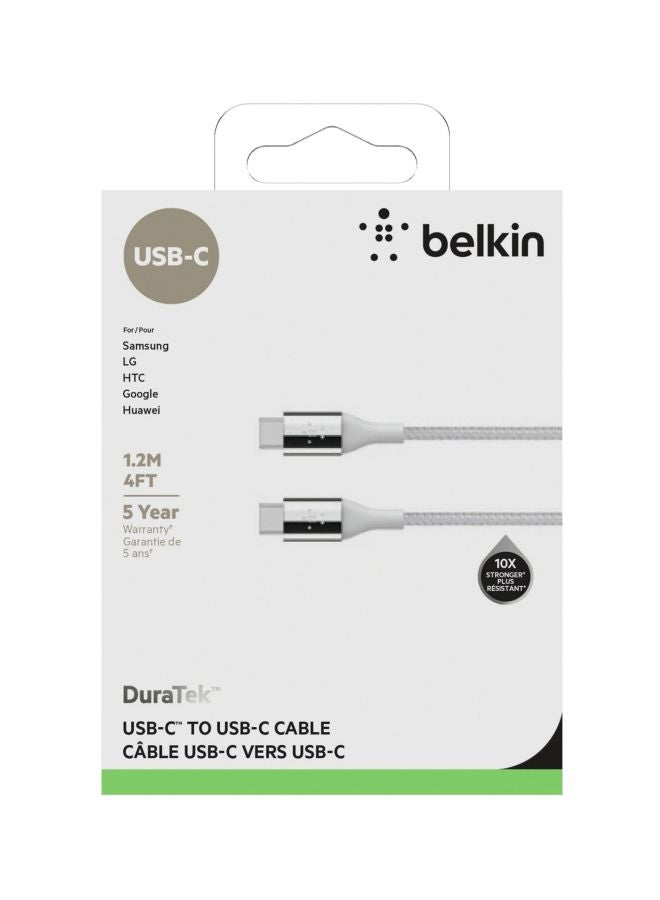 بيلكين كابل USB-C فاخر من نسيج الكيفلار فضي - Image 4