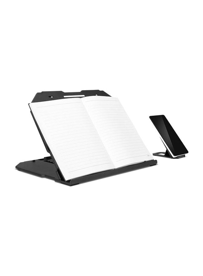 Lenovo - 2-In-1 Laptop Stand, Support for Laptops Up to 15", Ergonomic Design With 10 Adjustable Tilt Angles, Additional Cellphone Stand, Foldable to Flat Black - Image 1