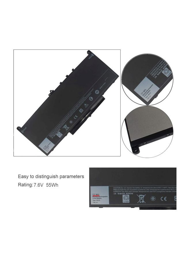 DELL - Replacement Laptop Battery For Dell Latitude E7270/E7470/1W2Y2/01W2Y2 Black - Image 1