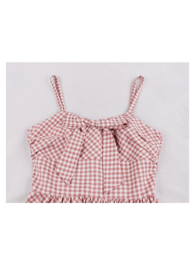 أوتاد فستان منقوش وأنيق وعصري وردي/أبيض - Image 3