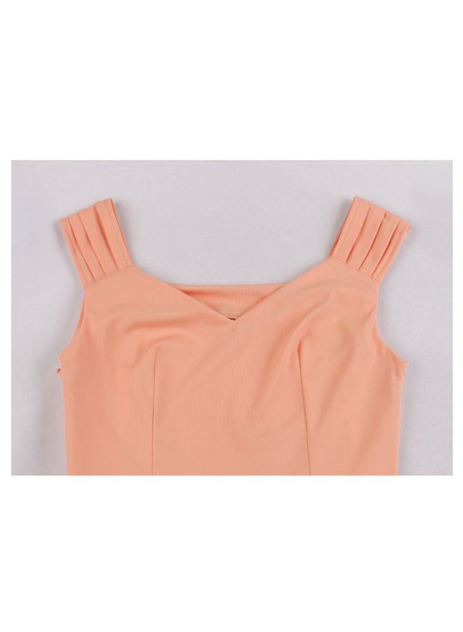 OUTAD Open Back Elegant Midi Dress Pink - Image 3