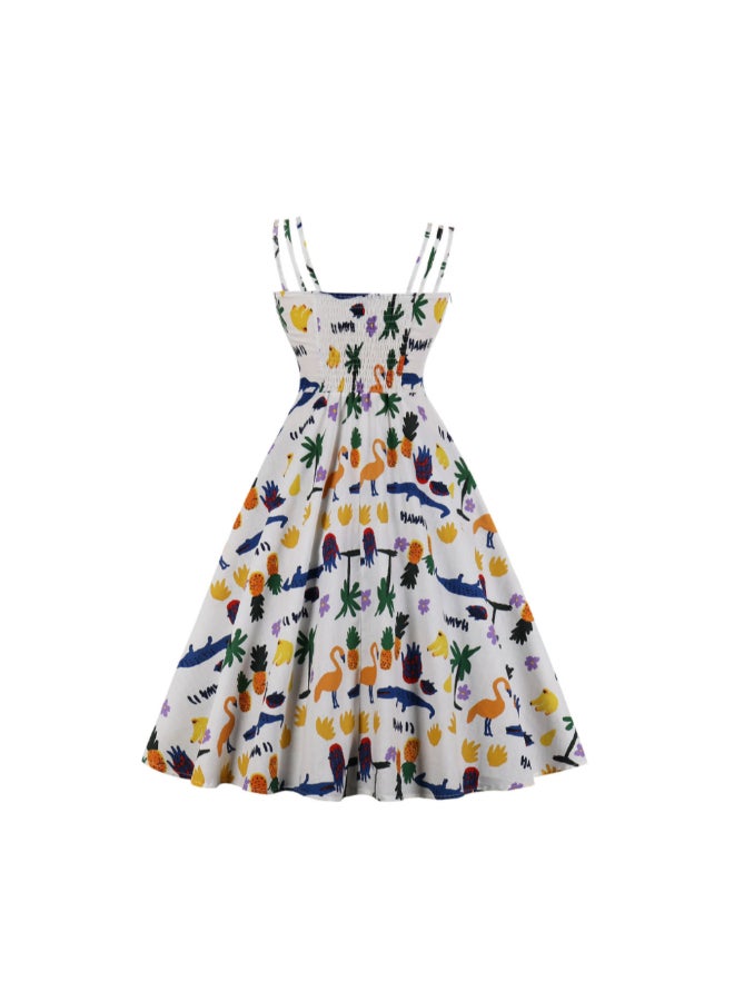OUTAD - Fresh Suspender Vintage Dress Multicolour - Image 1