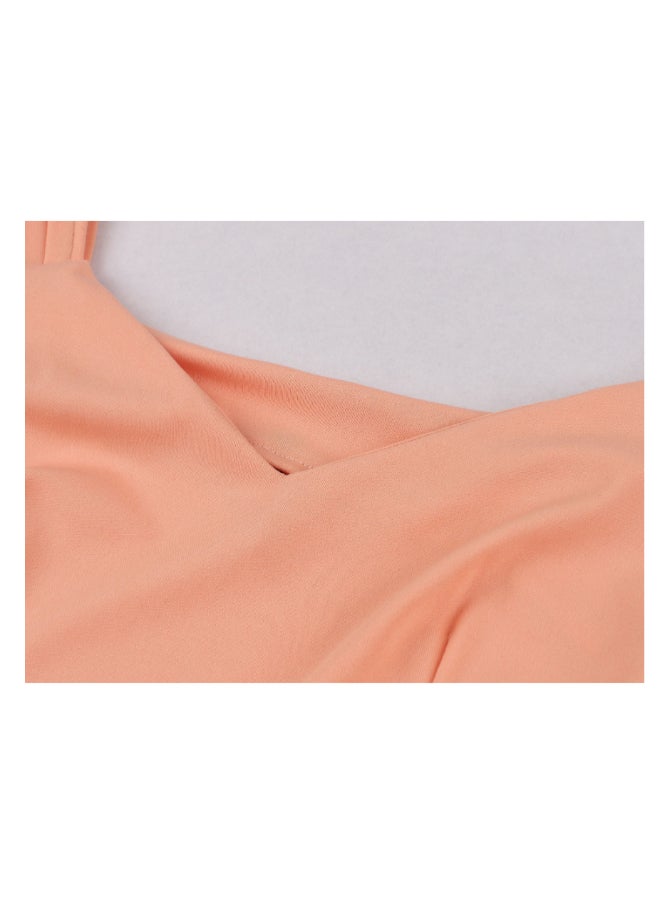 OUTAD Open Back Elegant Midi Dress Pink - Image 4