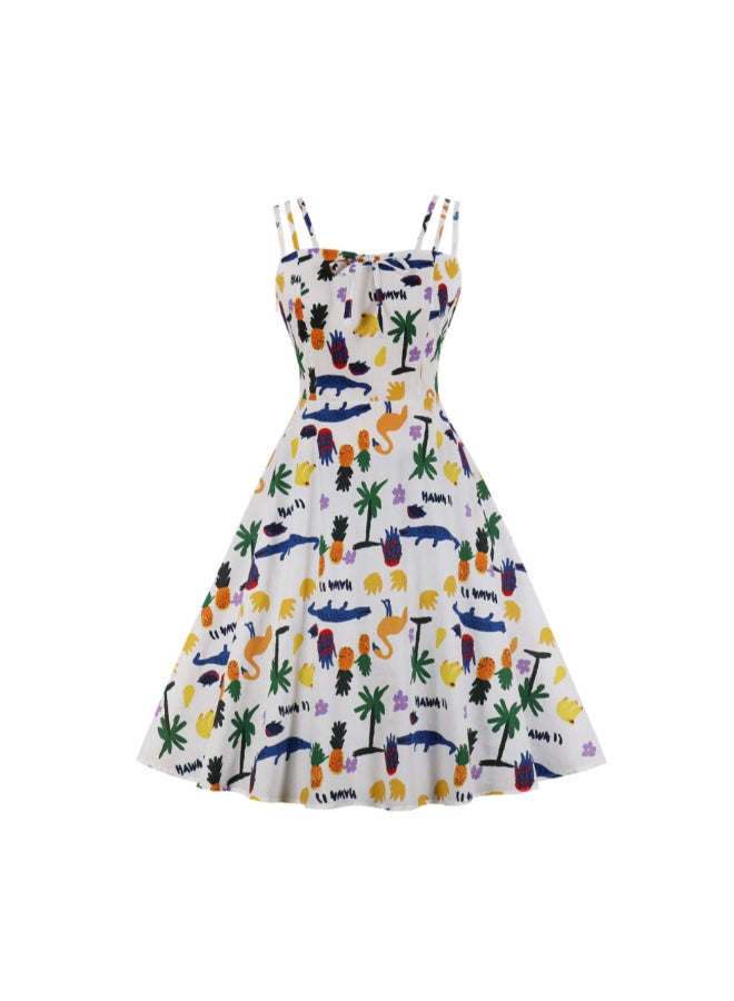 OUTAD - Fresh Suspender Vintage Dress Multicolour - Image 1