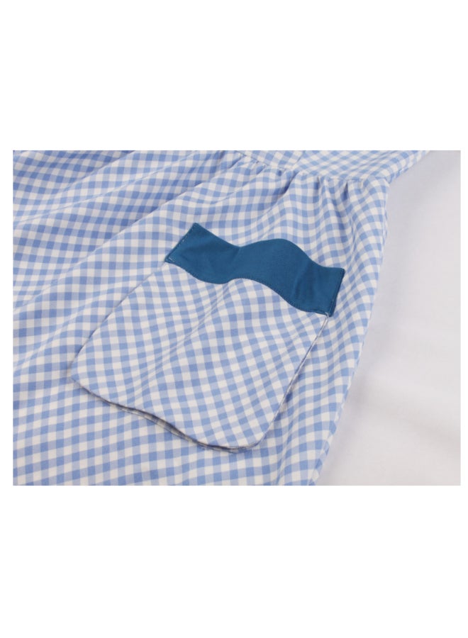 أوتاد فستانٌ أنيق متوسط الطول بنقشة مربعات أزرق/ أبيض - Image 4