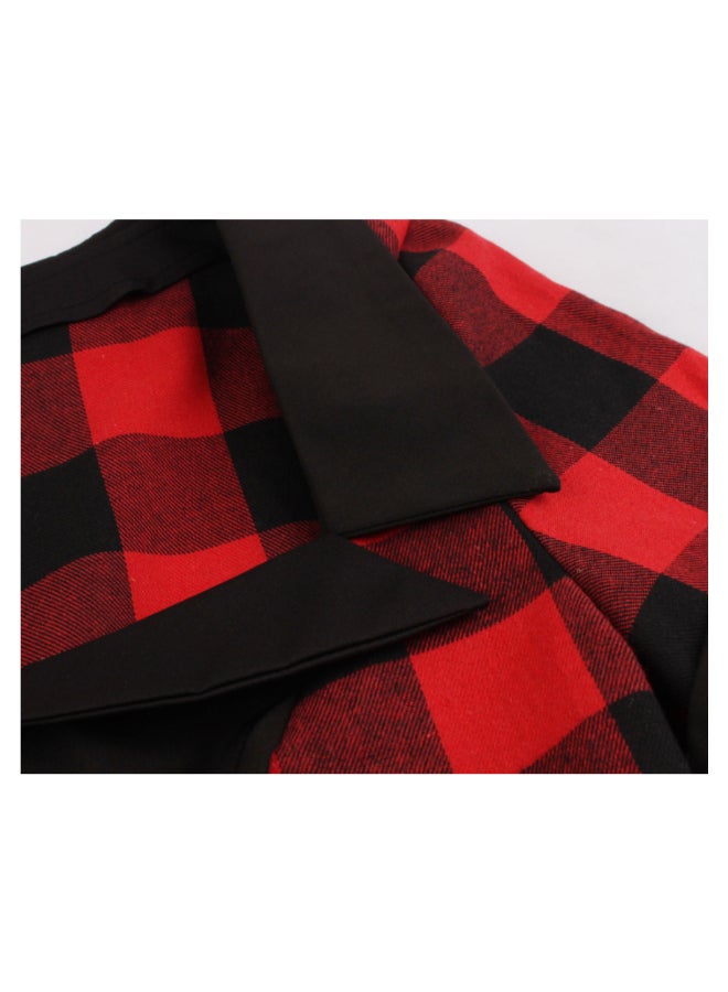 أوتاد فستان كاجوال متوسط الطول بتصميم كلاسيكي أحمر وأسود - Image 4