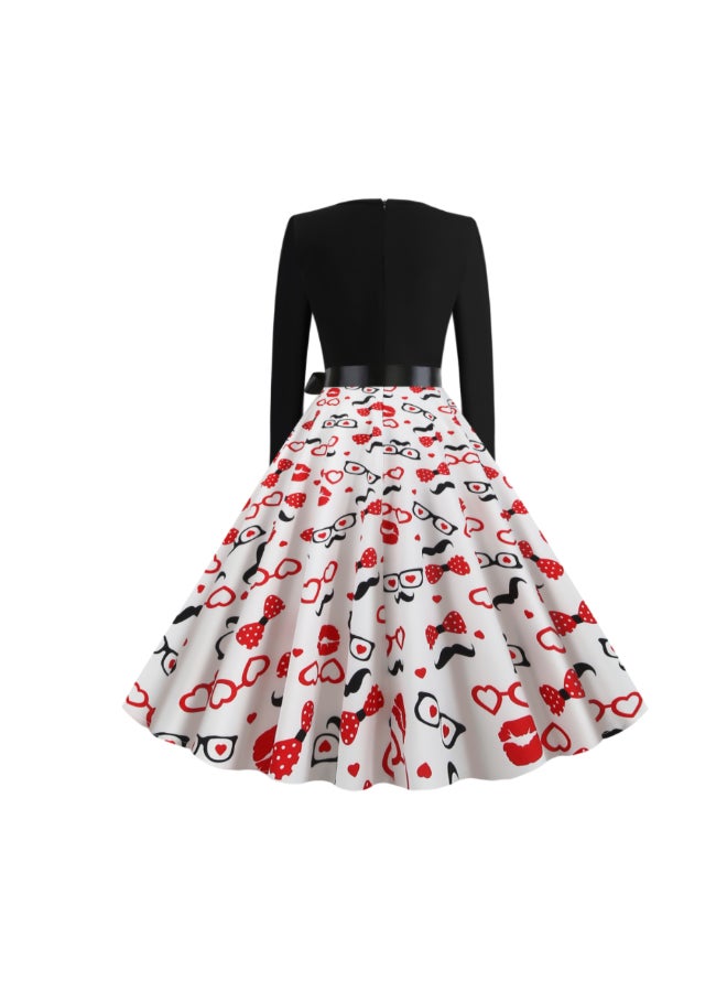 OUTAD Printed Elegant Midi Dress Multicolour - Image 3