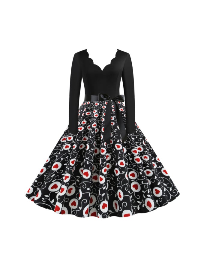 OUTAD - Elegant Printed Dress Multicolour - Image 1