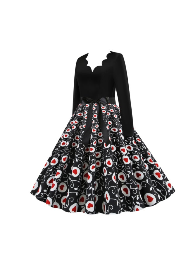 OUTAD - Elegant Printed Dress Multicolour - Image 1