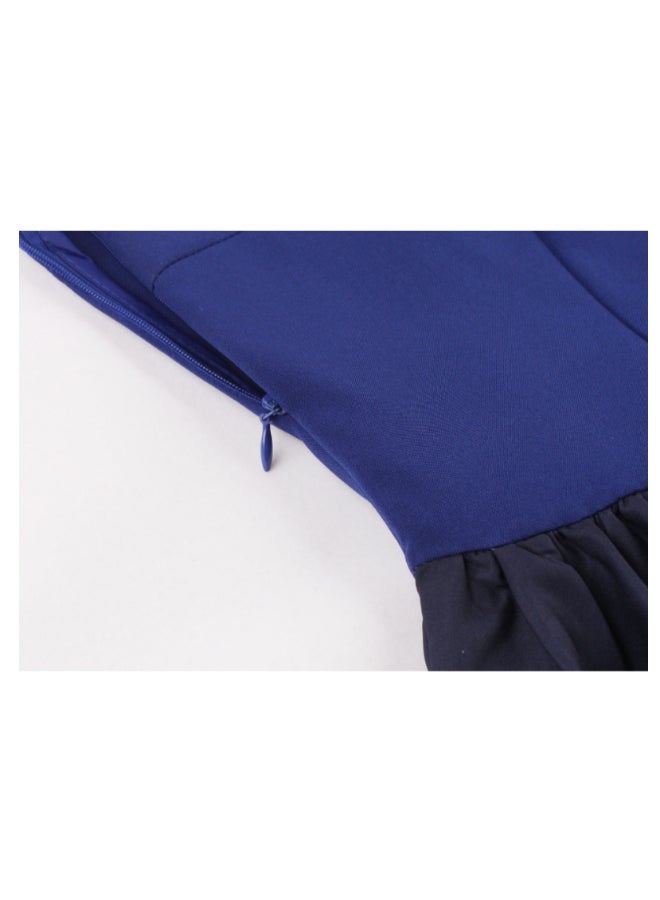 أوتاد فستان متوسط الطول أنيق ومطبوع أزرق - Image 4