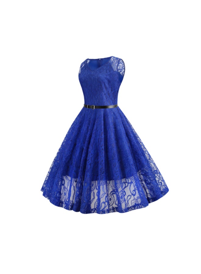 أوتاد فستان كاجوال أنيق متوسط الطول أزرق - Image 2