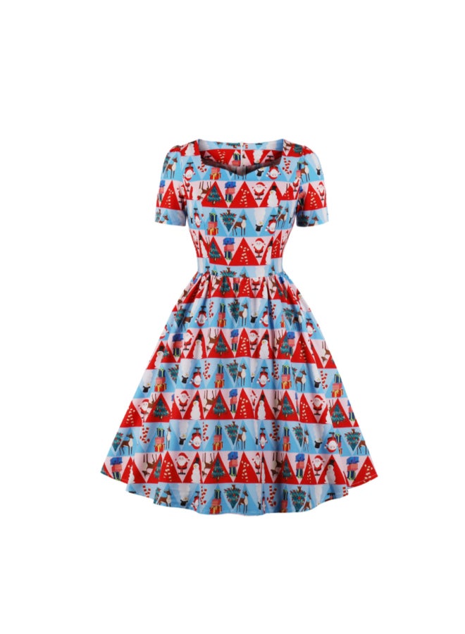 OUTAD Printed Elegant Dress Multicolour - Image 1