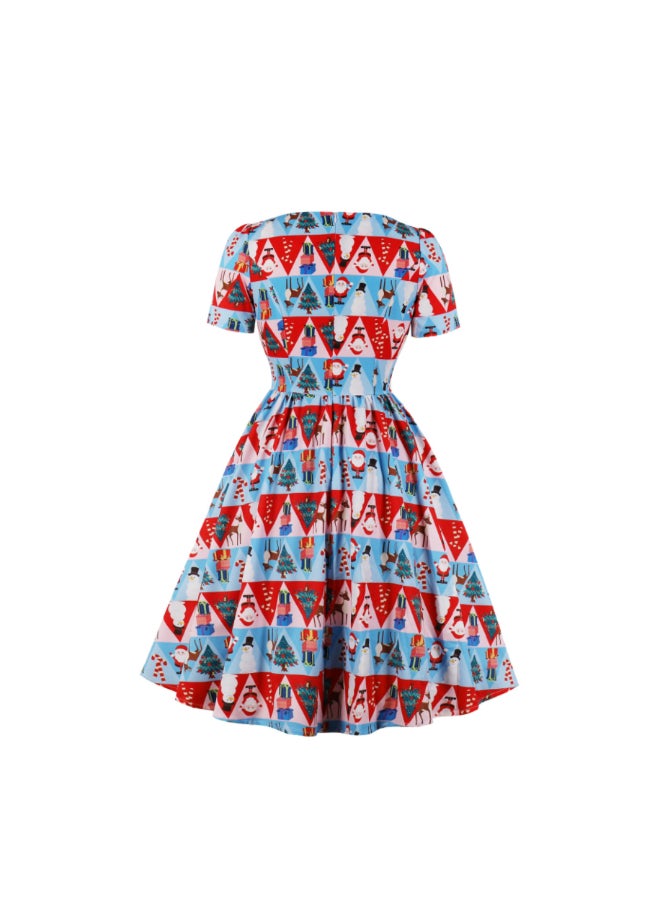 OUTAD Printed Elegant Dress Multicolour - Image 2