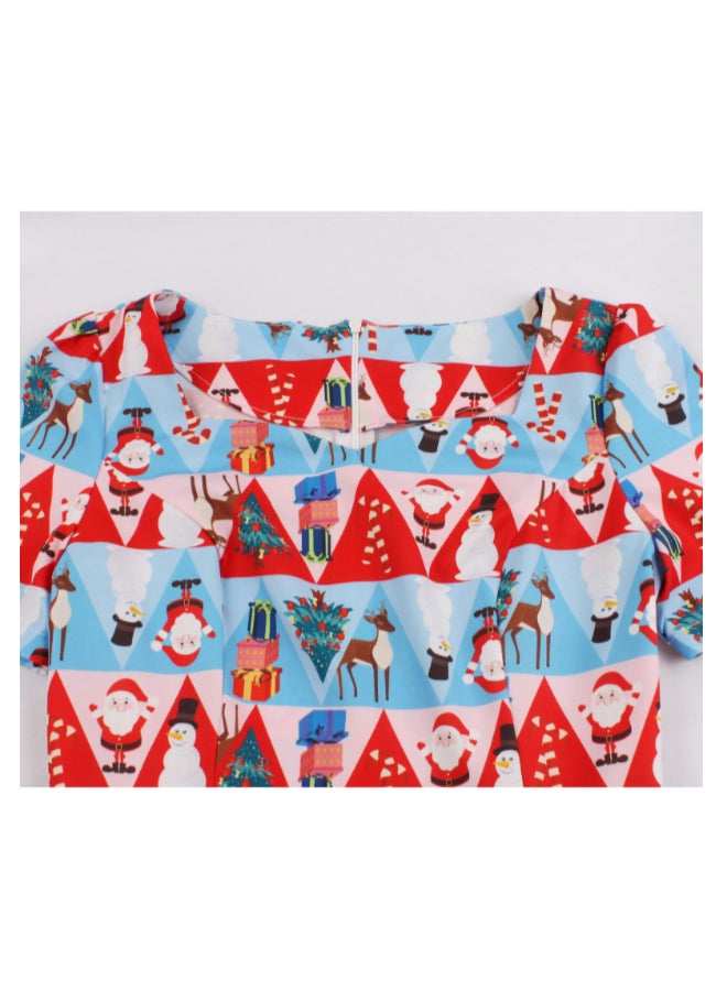 OUTAD Printed Elegant Dress Multicolour - Image 3