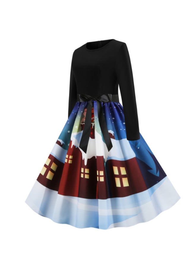 OUTAD Printed Elegant Dress Multicolour - Image 2