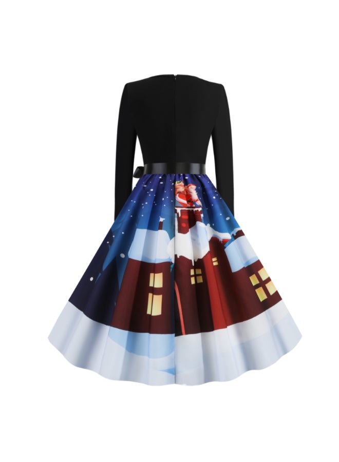 OUTAD Printed Elegant Dress Multicolour - Image 3