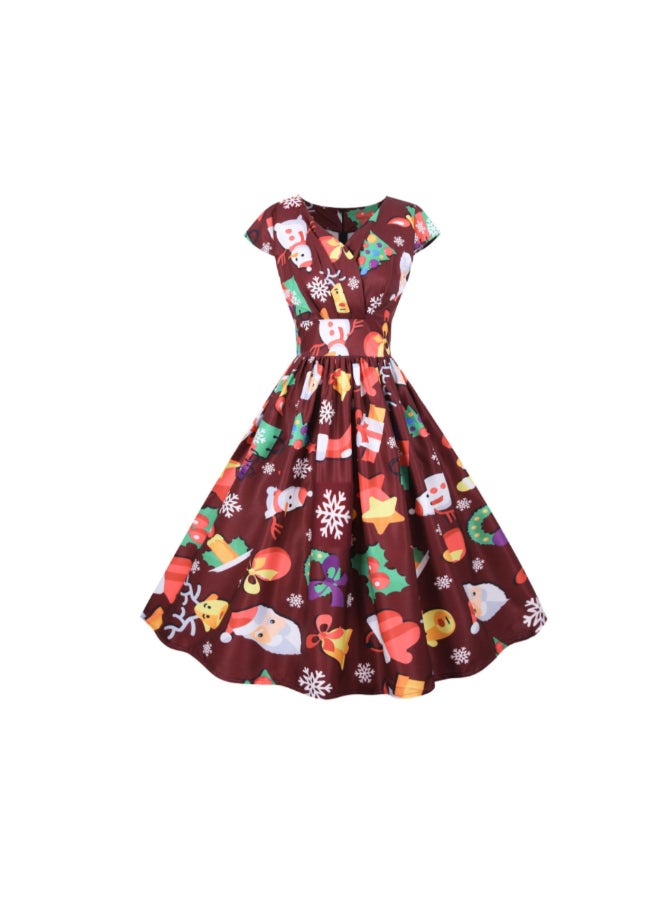 أوتاد فستان مطبوع ومتوسط الطول - Image 1