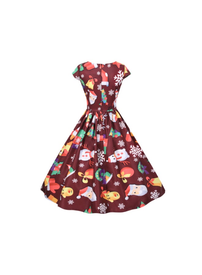 أوتاد فستان مطبوع ومتوسط الطول - Image 3