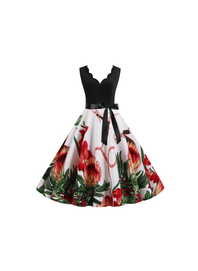 أوتاد فستان متوسط الطول أنيق ومطبوع - Image 1