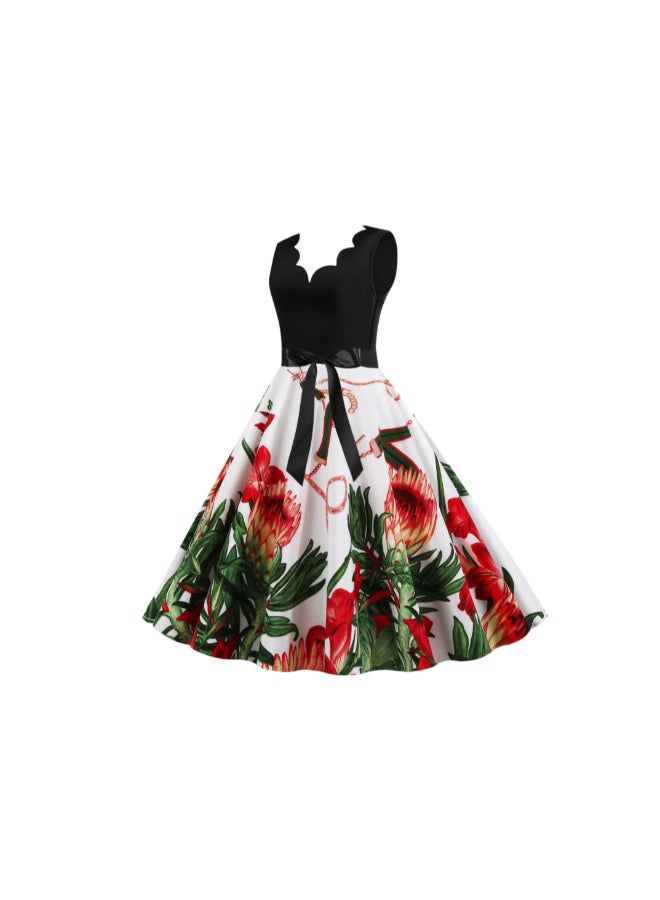 أوتاد فستان متوسط الطول أنيق ومطبوع - Image 2