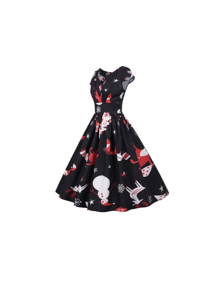 OUTAD - Casual Printed Midi Dress Multicolour - Image 1