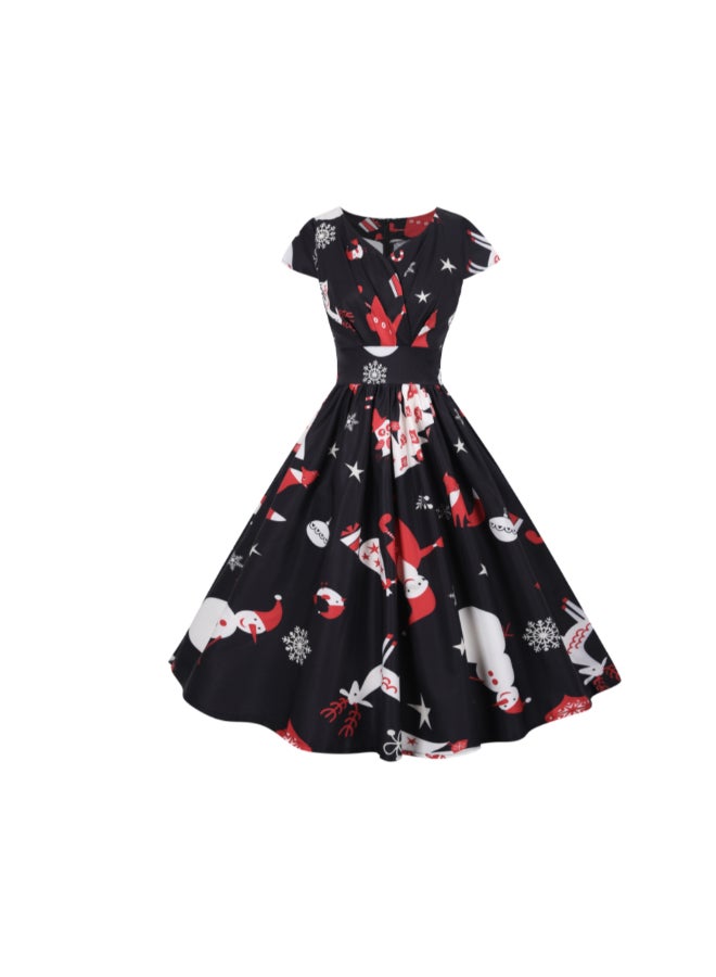 OUTAD - Casual Printed Midi Dress Multicolour - Image 1