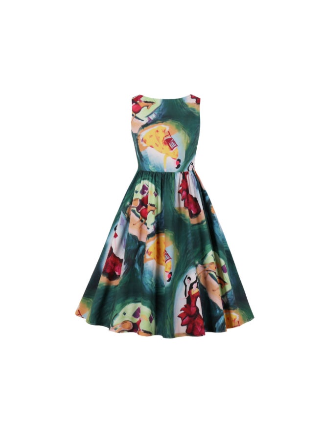 أوتاد فستان متوسط الطول أنيق ومطبوع - Image 1