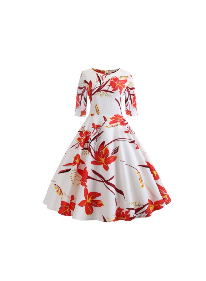 أوتاد فستان متوسط الطول أنيق ومطبوع - Image 1