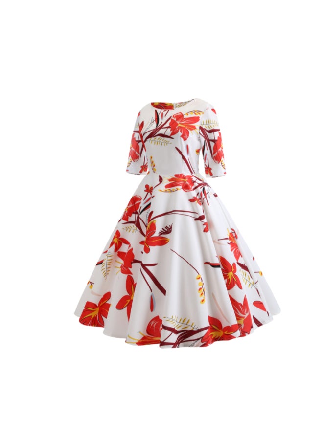 أوتاد فستان متوسط الطول أنيق ومطبوع - Image 2