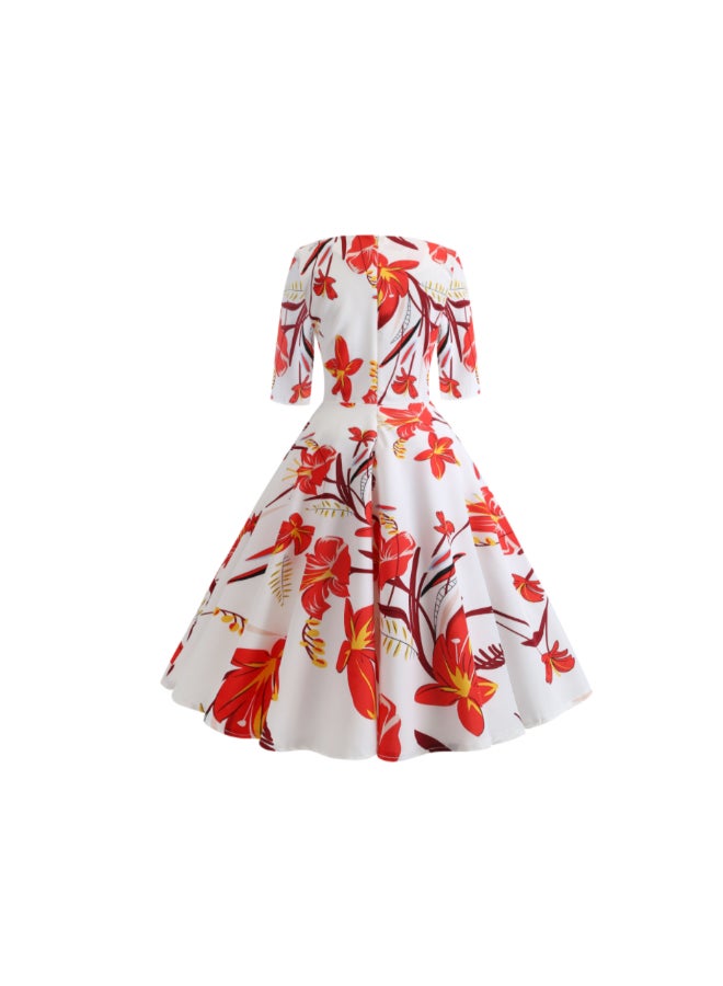 أوتاد فستان متوسط الطول أنيق ومطبوع - Image 3