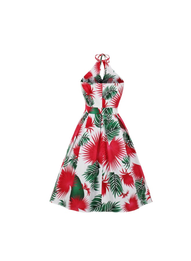 OUTAD Suspender Printed Elegant Dress Multicolour - Image 2