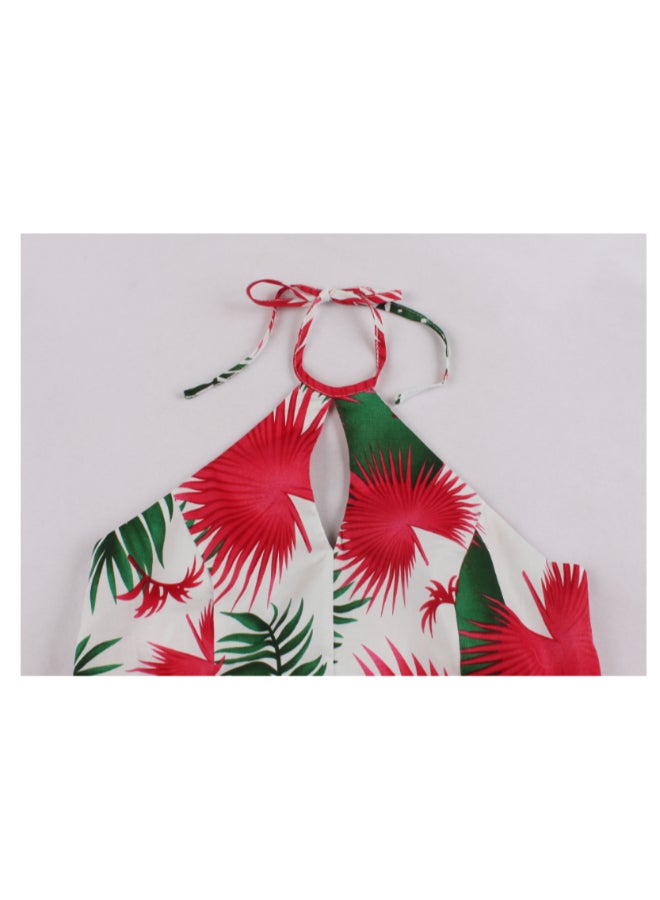 OUTAD Suspender Printed Elegant Dress Multicolour - Image 3