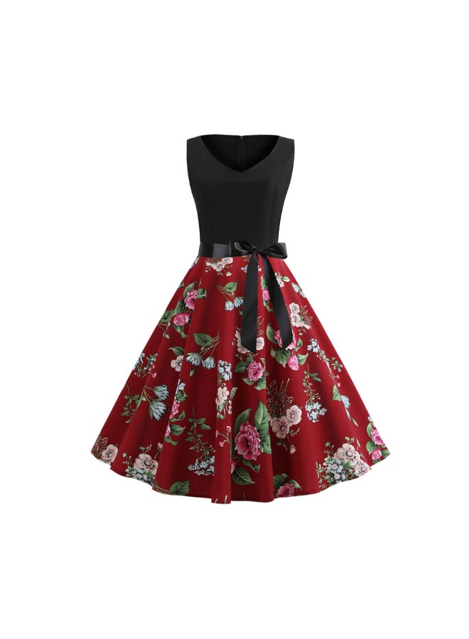 OUTAD Floral Print Elegant Dress Multicolour - Image 1